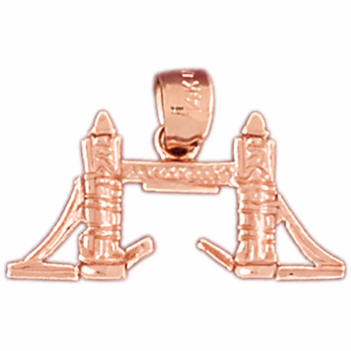 3D London Bridge Charm Pendant 14k Gold Rose Gold 14k