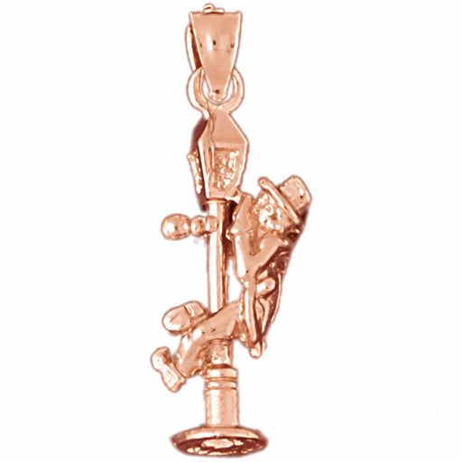 3D London Street Lamp Charm Pendant 14k Gold Rose Gold 14k