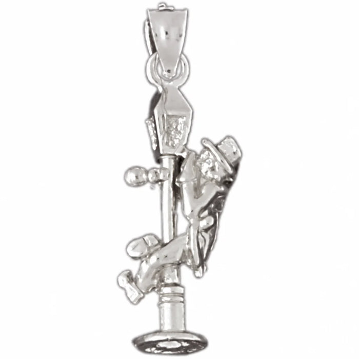 3D London Street Lamp Charm Pendant 14k Gold White Gold 14k