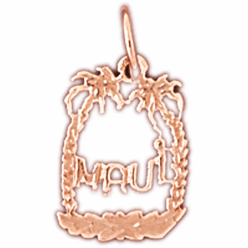 Maui Hawaii Charm Pendant 14k Gold (0.4 Grams) Rose Gold 14k