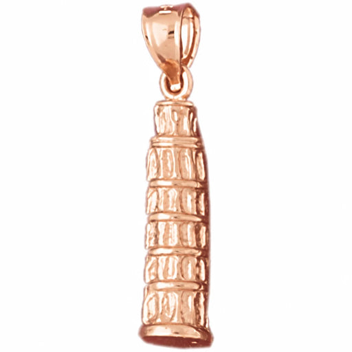3D Pisa Tower Italy Charm Pendant 14k Gold (4.3 Grams) Rose Gold 14k