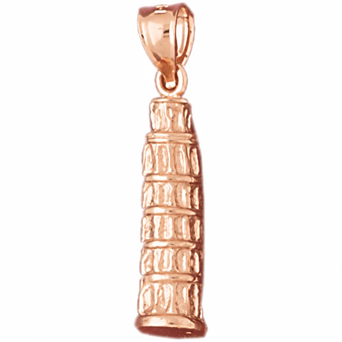 3D Pisa Tower Italy Charm Pendant 14k Gold (4.3 Grams) Rose Gold 14k