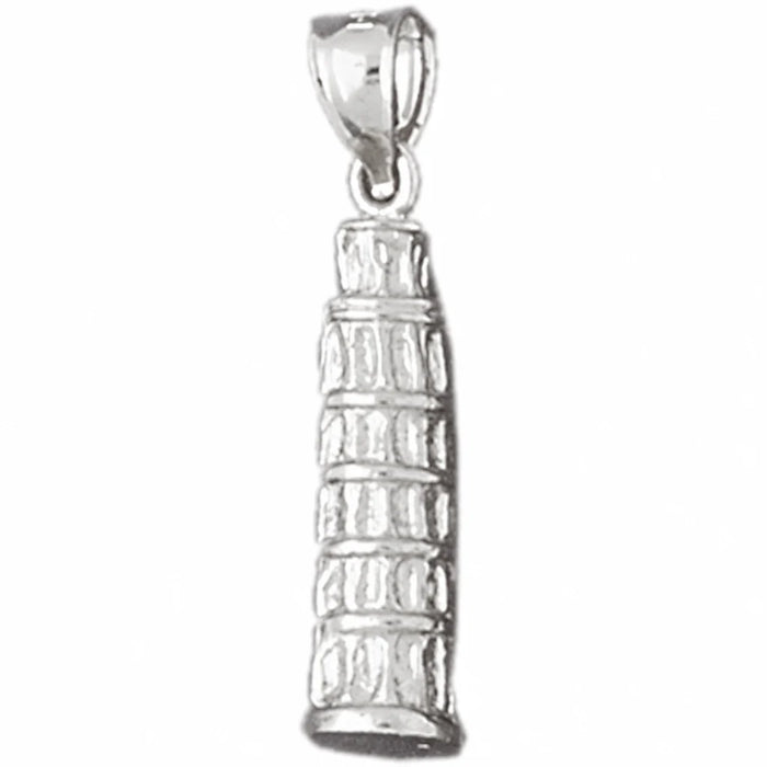 3D Pisa Tower Italy Charm Pendant 14k Gold (4.3 Grams) White Gold 14k