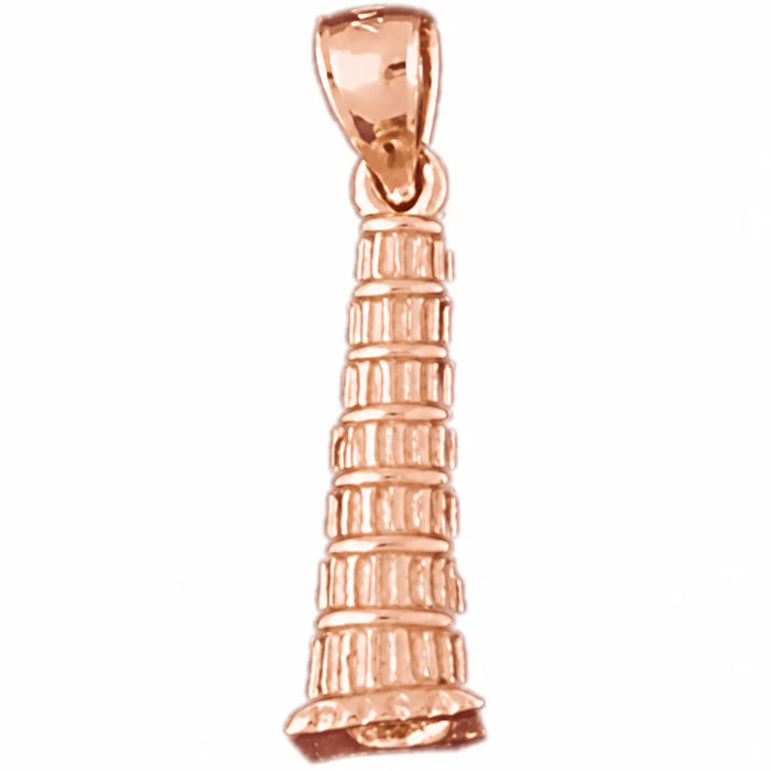 3D Pisa Tower Italy Charm Pendant 14k Gold (2.8 Grams) Rose Gold 14k