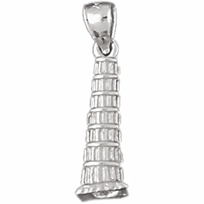 3D Pisa Tower Italy Charm Pendant 14k Gold (2.8 Grams) White Gold 14k