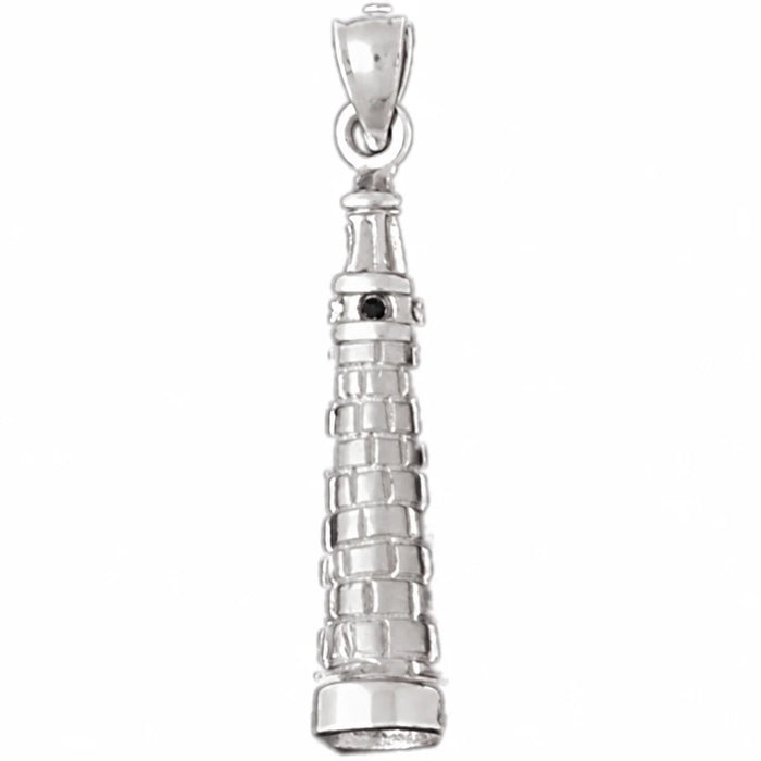 3D Pisa Tower Italy Charm Pendant 14k Gold (3.1 Grams) White Gold 14k