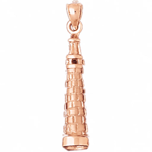 3D Pisa Tower Italy Charm Pendant 14k Gold (3.1 Grams) Rose Gold 14k