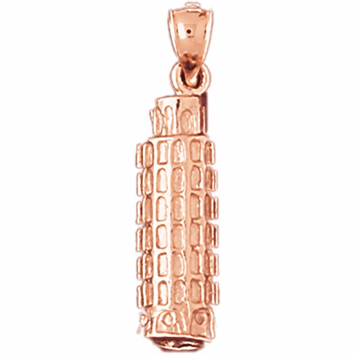 3D Pisa Tower Italy Charm Pendant 14k Gold (3.6 Grams) Rose Gold 14k