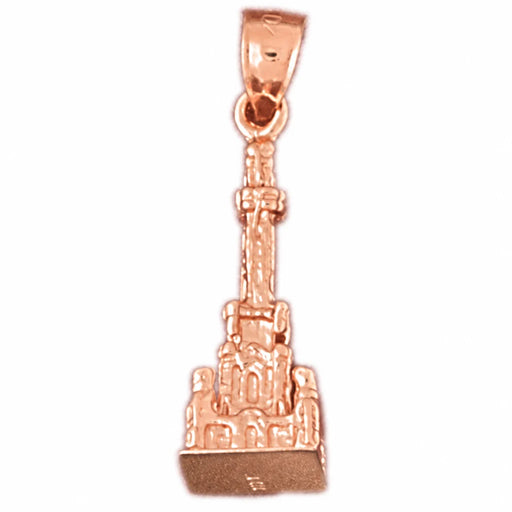 3D Tower Charm Pendant 14k Gold Rose Gold 14k