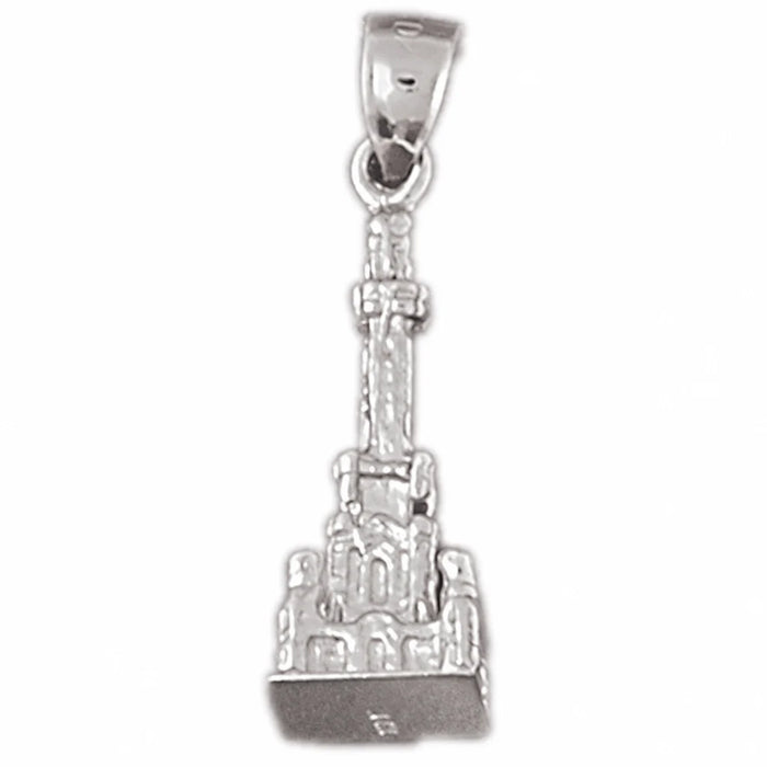 3D Tower Charm Pendant 14k Gold White Gold 14k