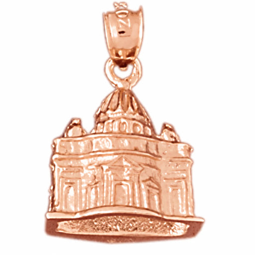 3D Palace Charm Pendant 14k Gold Rose Gold 14k