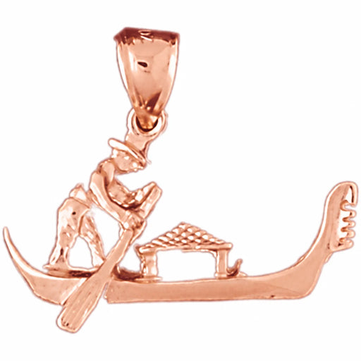 3D Gondola Venice Italy Charm Pendant 14k Gold (3.7 Grams) Rose Gold 14k