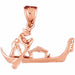3D Gondola Venice Italy Charm Pendant 14k Gold (3.7 Grams) Rose Gold 14k