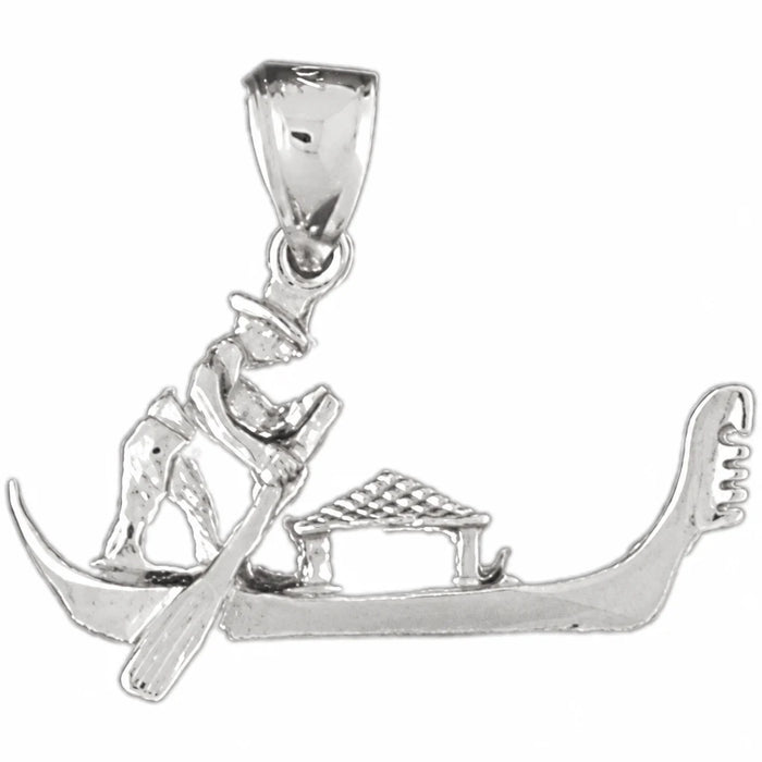 3D Gondola Venice Italy Charm Pendant 14k Gold (3.7 Grams) White Gold 14k