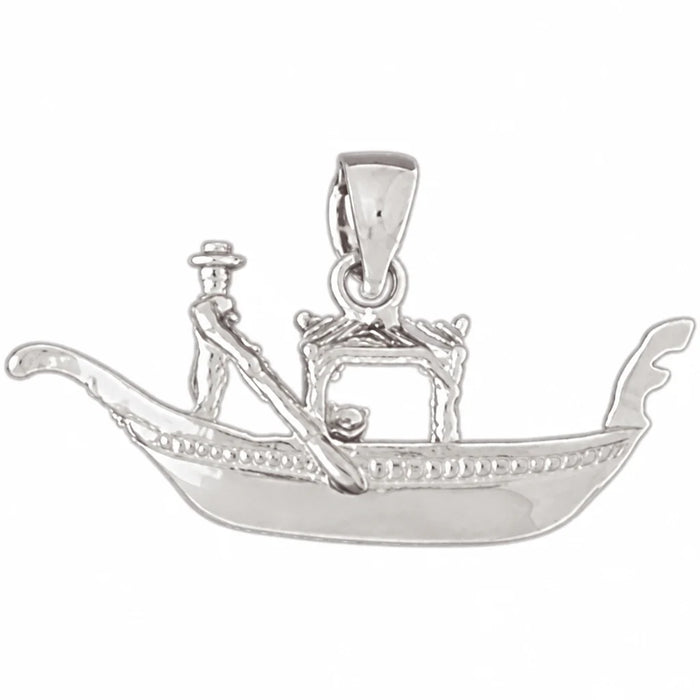 3D Gondola Venice Italy Charm Pendant 14k Gold (2.8 Grams) White Gold 14k