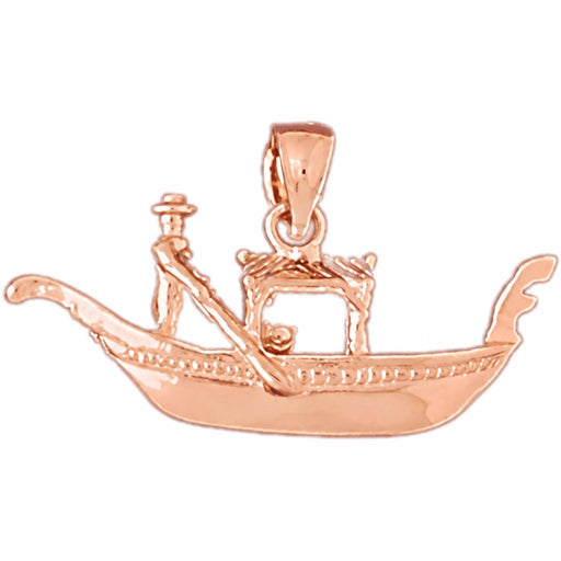 3D Gondola Venice Italy Charm Pendant 14k Gold (2.8 Grams) Rose Gold 14k