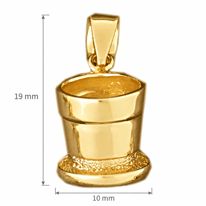 14K Yellow Gold variant – 3D Bucket Charm Pendant 14k Gold (3.9 Grams) – dimensions and size guide