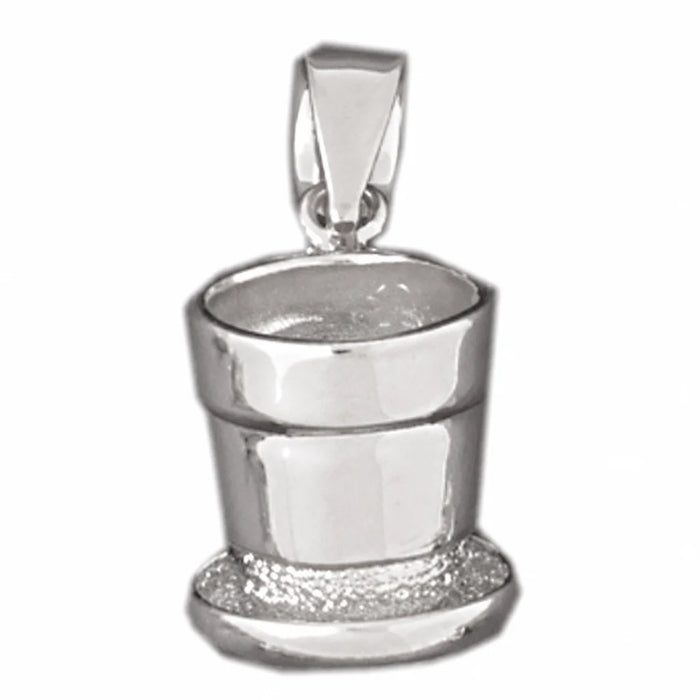 14K White Gold variant – 3D Bucket Charm Pendant 14k Gold (3.9 Grams) – front view