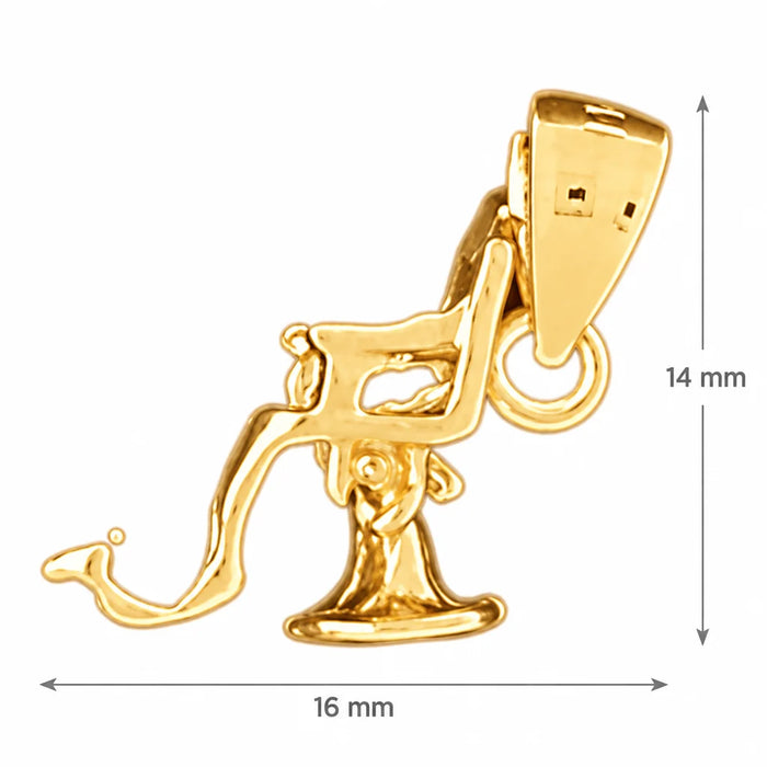 3D Dentist Chair Charm Pendant 14k Gold Yellow Gold 14k