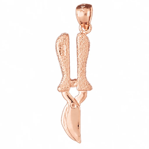 3D Garden Groomer Scissors Charm Pendant 14k Gold (3.2 Grams) Rose Gold 14k