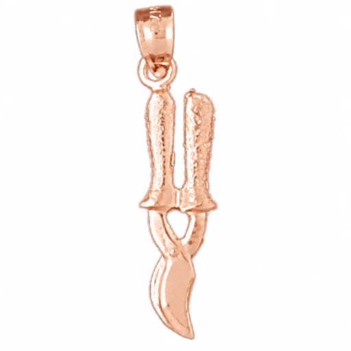 3D Garden Groomer Scissors Charm Pendant 14k Gold (1.4 Grams) Rose Gold 14k