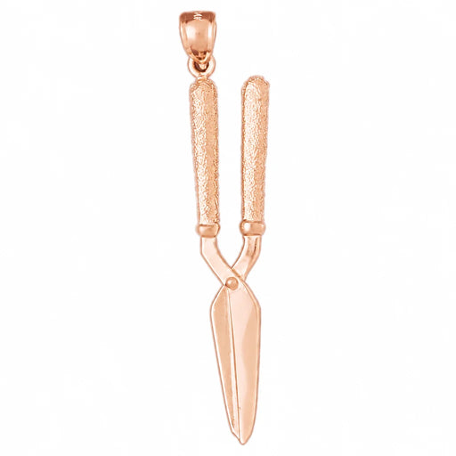 3D Garden Groomer Scissors Charm Pendant 14k Gold (3.7 Grams) Rose Gold 14k