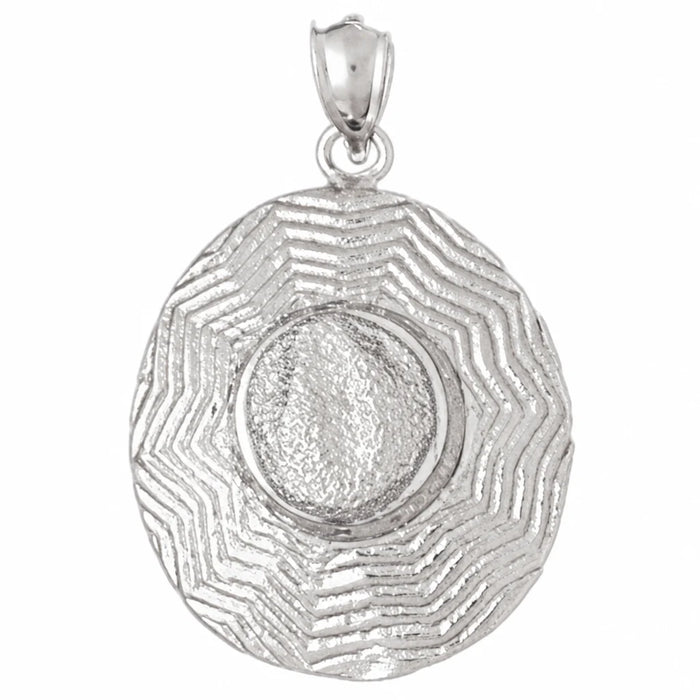 3D Gardening Hat Charm Pendant 14k Gold (6 Grams) White Gold 14k