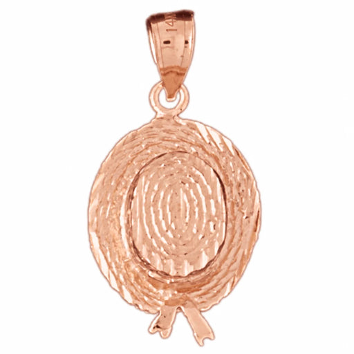 3D Gardening Hat Charm Pendant 14k Gold (3.4 Grams) Rose Gold 14k