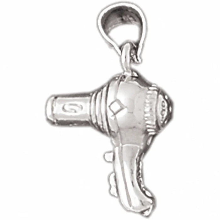 3D Hair Dryer Charm Pendant 14k Gold (3 Grams) White Gold 14k