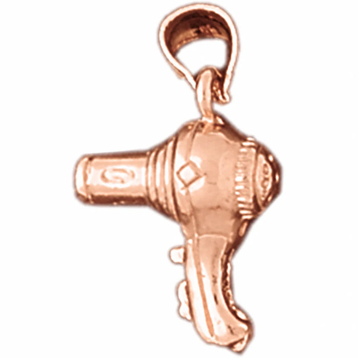 3D Hair Dryer Charm Pendant 14k Gold (3 Grams) Rose Gold 14k