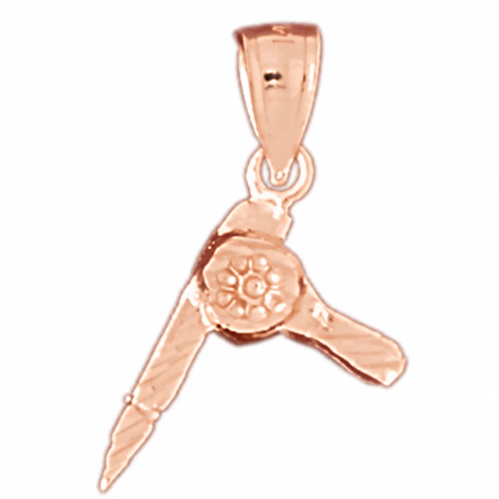 3D Hair Dryer Charm Pendant 14k Gold (1.5 Grams) Rose Gold 14k
