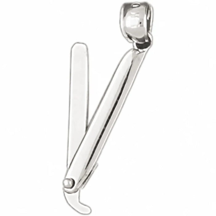 3D Hairdresser's Razor Moveable Charm Pendant 14k Gold (1.3 Grams) White Gold 14k