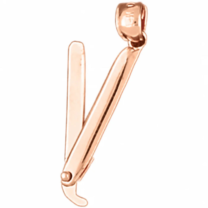 3D Hairdresser's Razor Moveable Charm Pendant 14k Gold (1.3 Grams) Rose Gold 14k