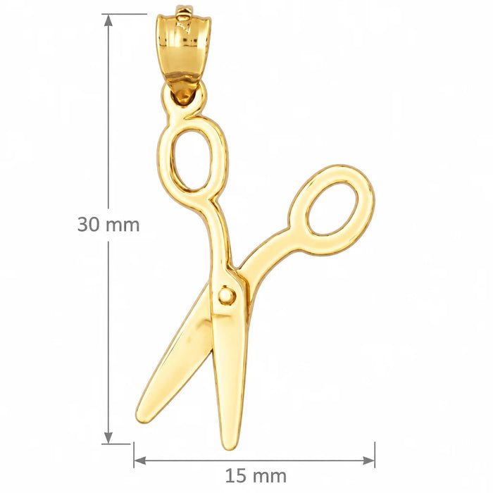 3D Moveable Hairdresser's Scissors Charm Pendant 14k Gold Yellow Gold 14k
