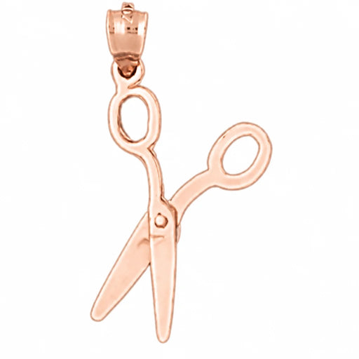 3D Moveable Hairdresser's Scissors Charm Pendant 14k Gold Rose Gold 14k