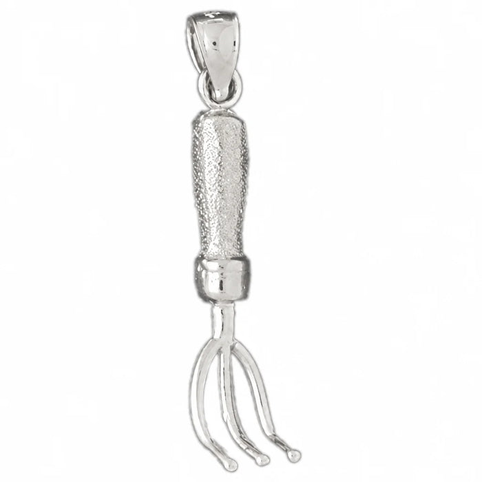 3D Rake Charm Pendant 14k Gold (2.2 Grams) White Gold 14k