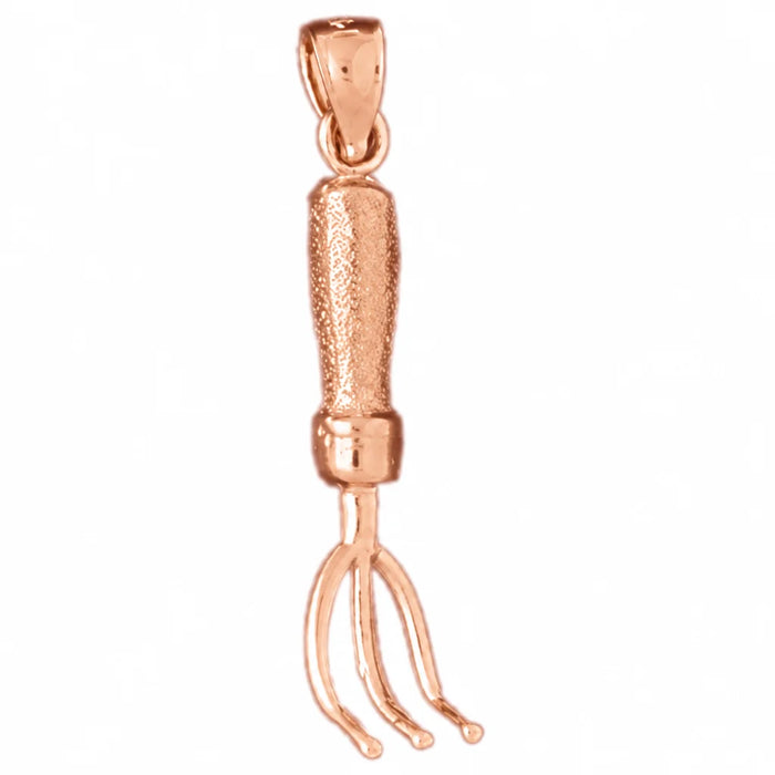 3D Rake Charm Pendant 14k Gold (2.2 Grams) Rose Gold 14k
