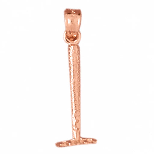 3D Rake Charm Pendant 14k Gold (0.9 Grams) Rose Gold 14k