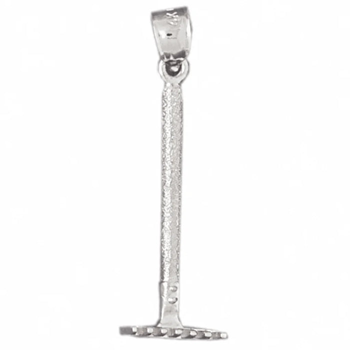 3D Rake Charm Pendant 14k Gold (1.3 Grams) White Gold 14k