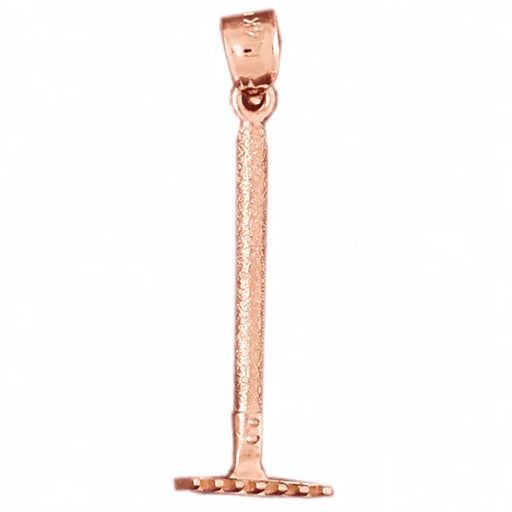 3D Rake Charm Pendant 14k Gold (1.3 Grams) Rose Gold 14k