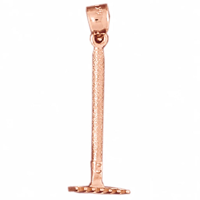 3D Rake Charm Pendant 14k Gold (1.3 Grams) Rose Gold 14k
