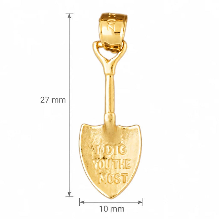 3D Spade Shovel Charm Pendant 14k Gold (2.2 Grams) Yellow Gold 14k