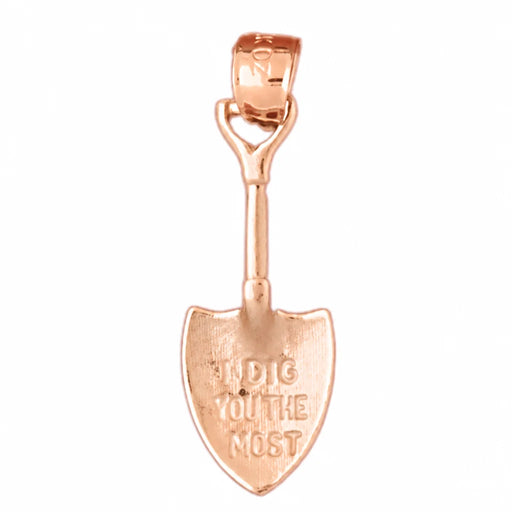 3D Spade Shovel Charm Pendant 14k Gold (2.2 Grams) Rose Gold 14k