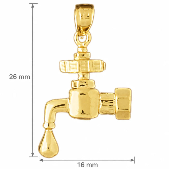 Water Tab Charm Pendant 14k Gold Yellow Gold 14k