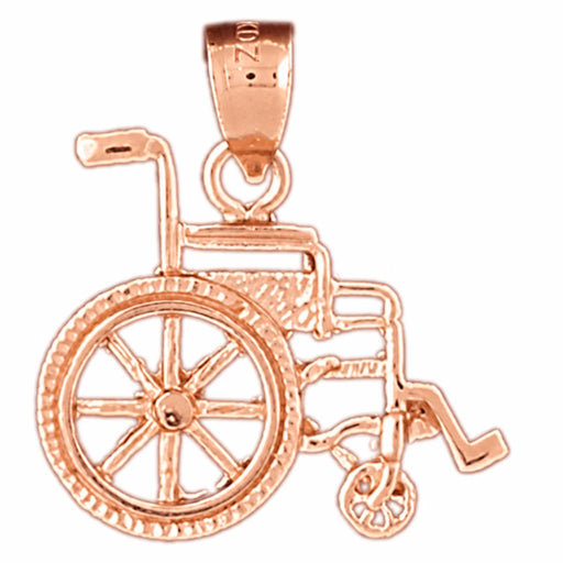 Wheelchair Charm Pendant 14k Gold Rose Gold 14k