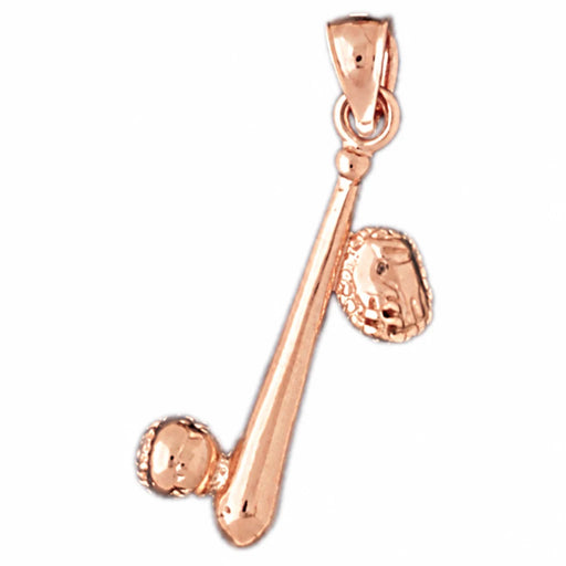 3D Baseball Bat Charm Pendant 14k Gold (3.1 Grams) Rose Gold 14k
