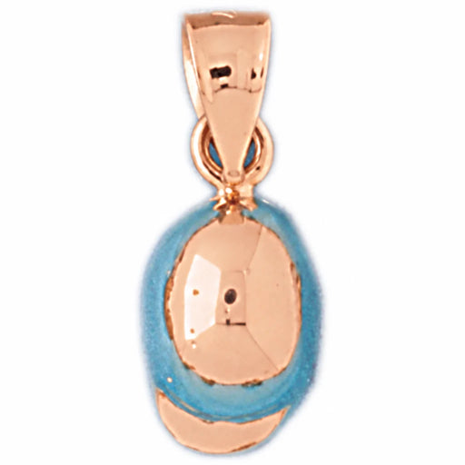14K Rose Gold variant – 3D Baseball Hat Charm Pendant 14k Gold – front view