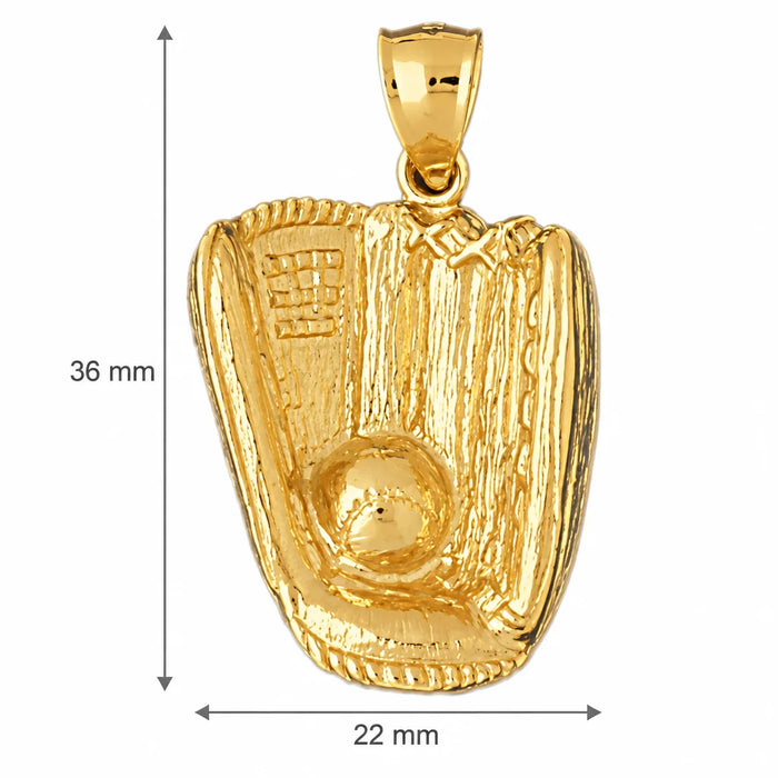 14K Yellow Gold variant – Baseball Mitt Glove Charm Pendant 14k Gold (7.5 Grams) – dimensions and size guide