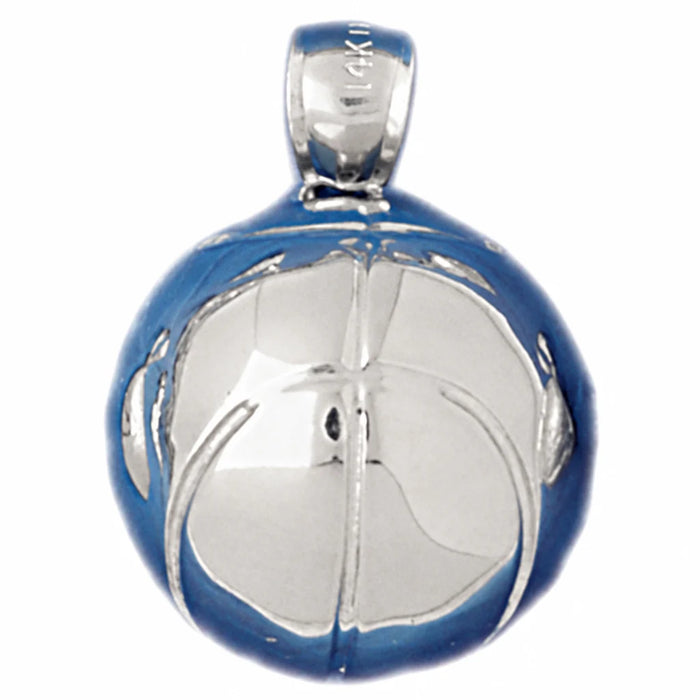 14K White Gold variant – 3D Basketball Ball Charm Pendant 14k Gold (8.4 Grams) – front view