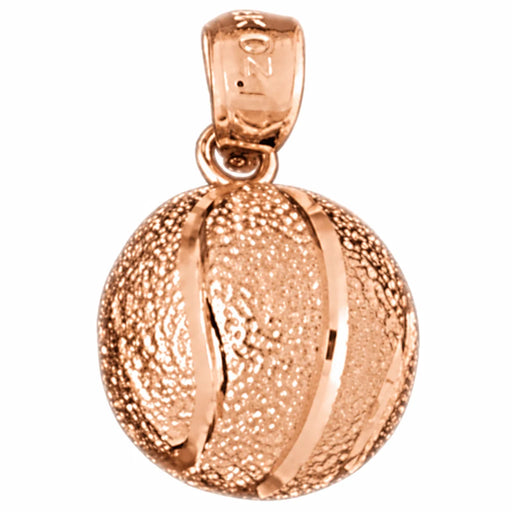 14K Rose Gold variant – 3D Basketball Ball Charm Pendant 14k Gold (3.3 Grams) – front view